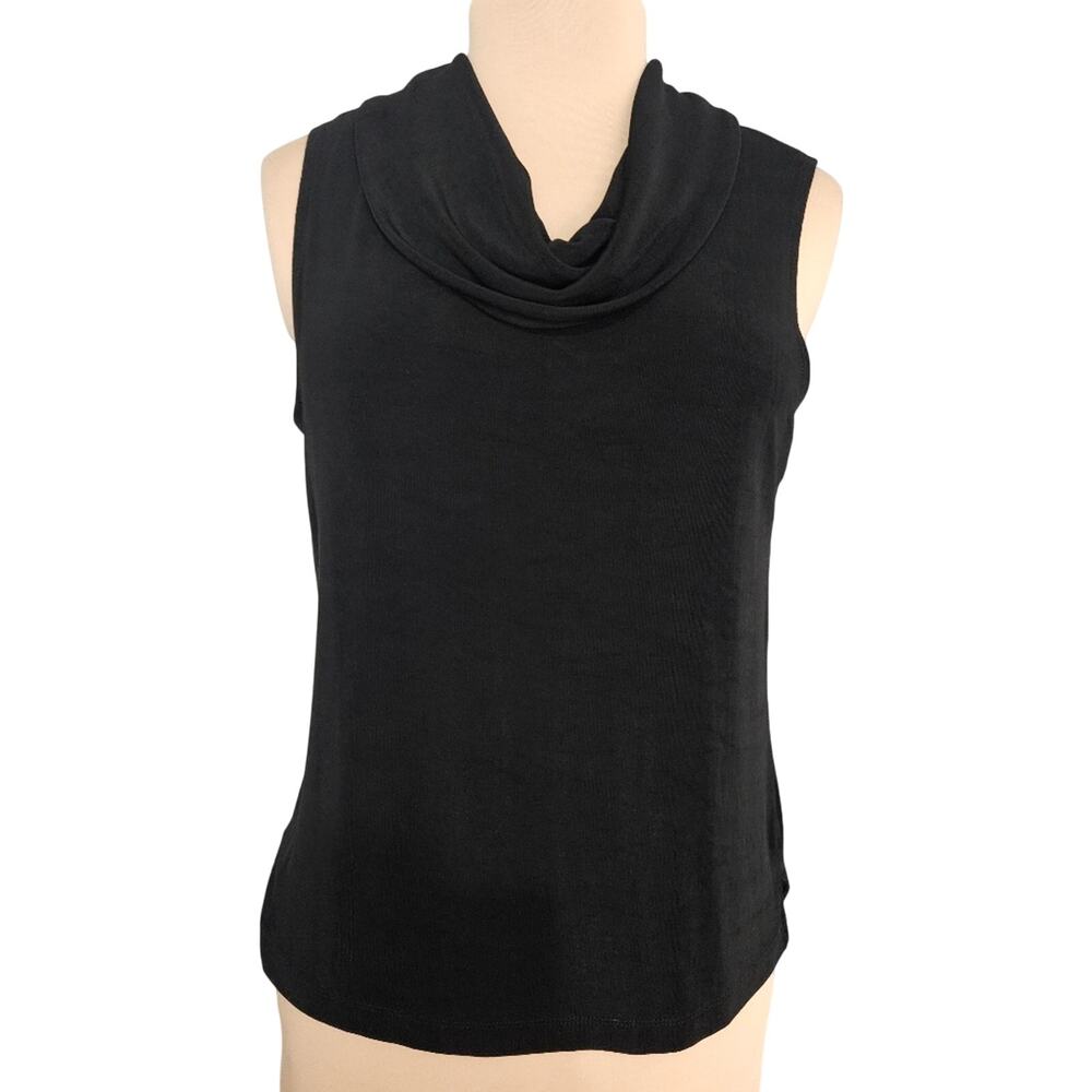 West End Black‎ Sleeveless Top Sleeveless Cowl Neck Minimal Slinky Witchy Large
